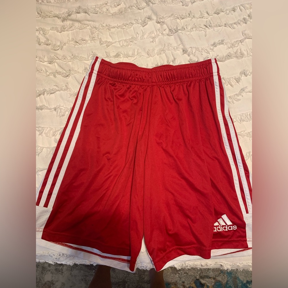 Womens adidas soccer shorts. Red and white. Size medium